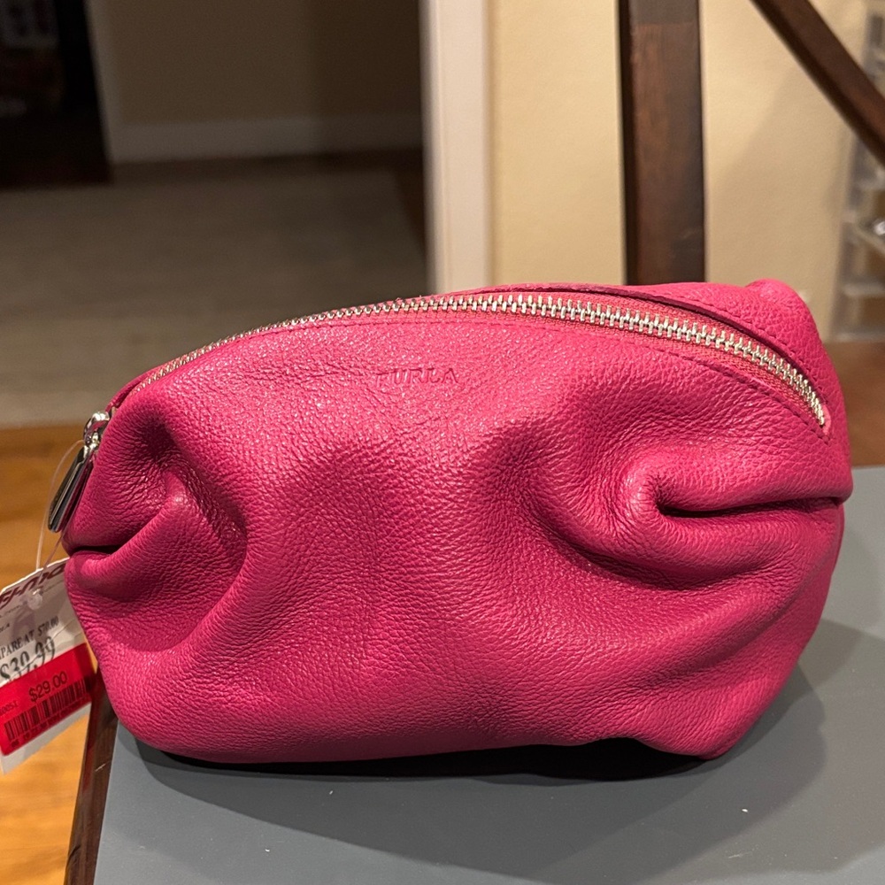 Furla Fuchsia Leather Cosmetic Bag